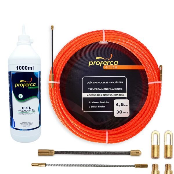 Guía Pasacables de Poliéster Trenzado de 4.5mm 30 metros + Gel Pasacables Proferca