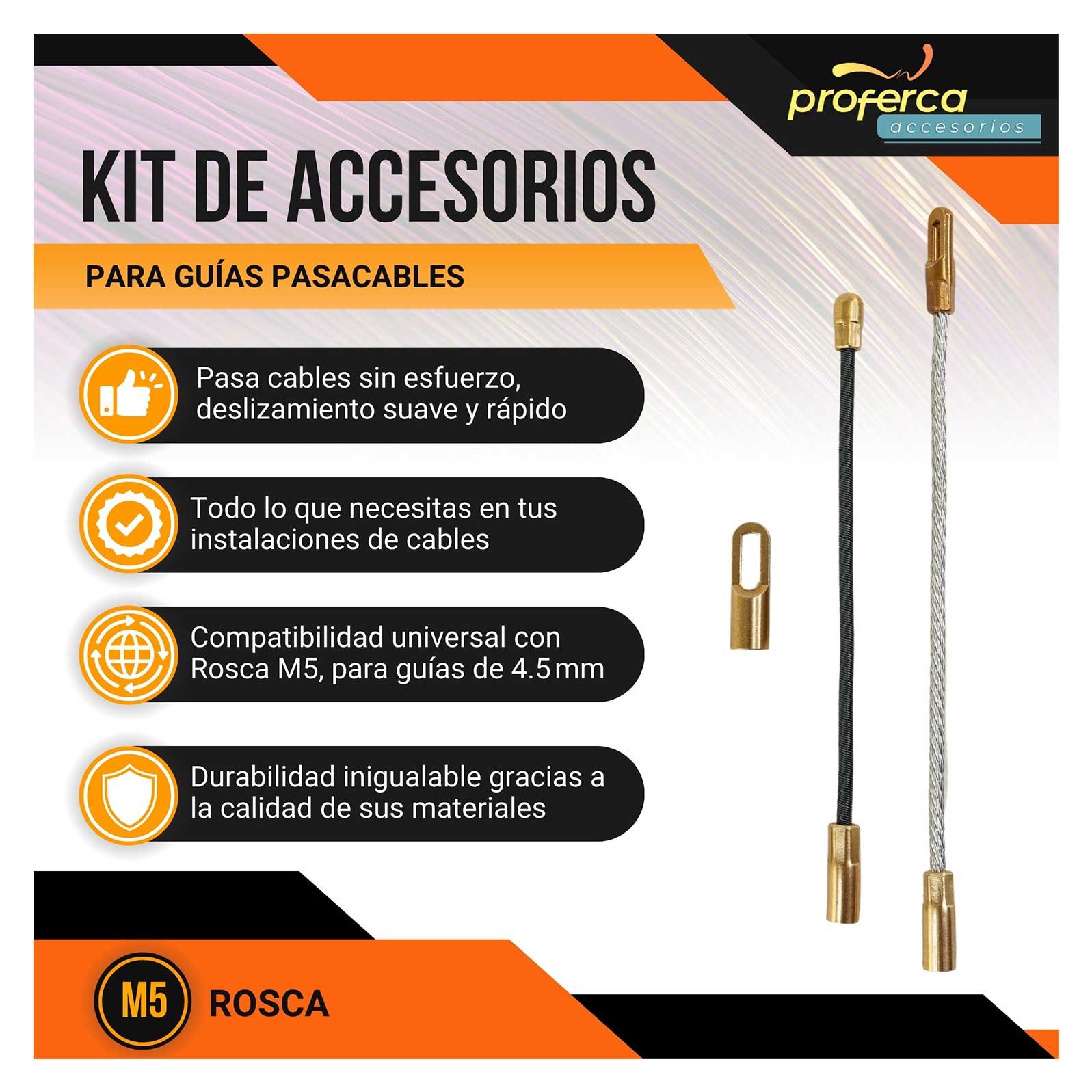 Kit Accesorios Guía Pasacables Profesional 4.5mm - Imagen 2