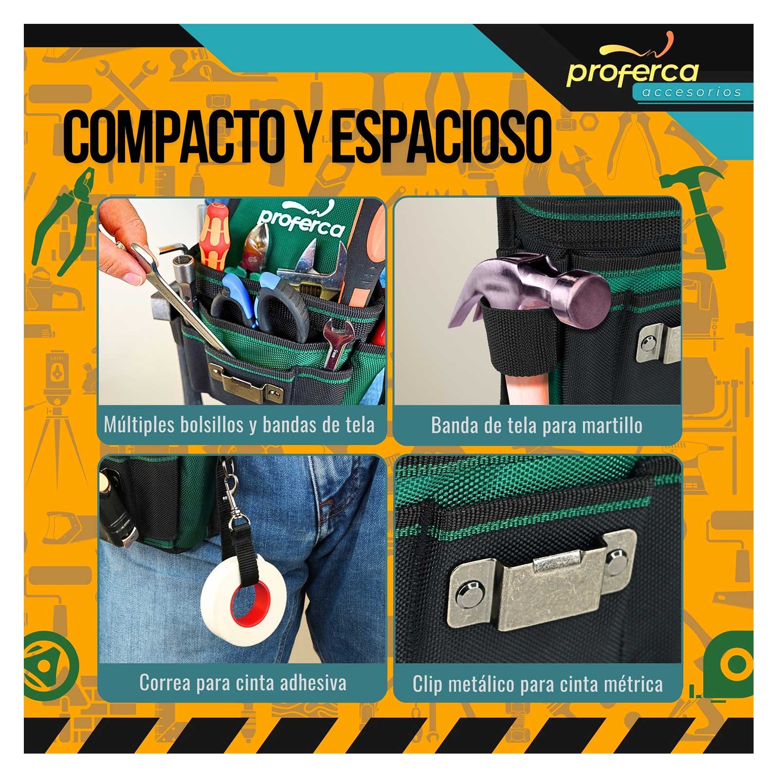 Cinturón Portaherramientas Proferca con múltiples Bolsillos - Imagen 6