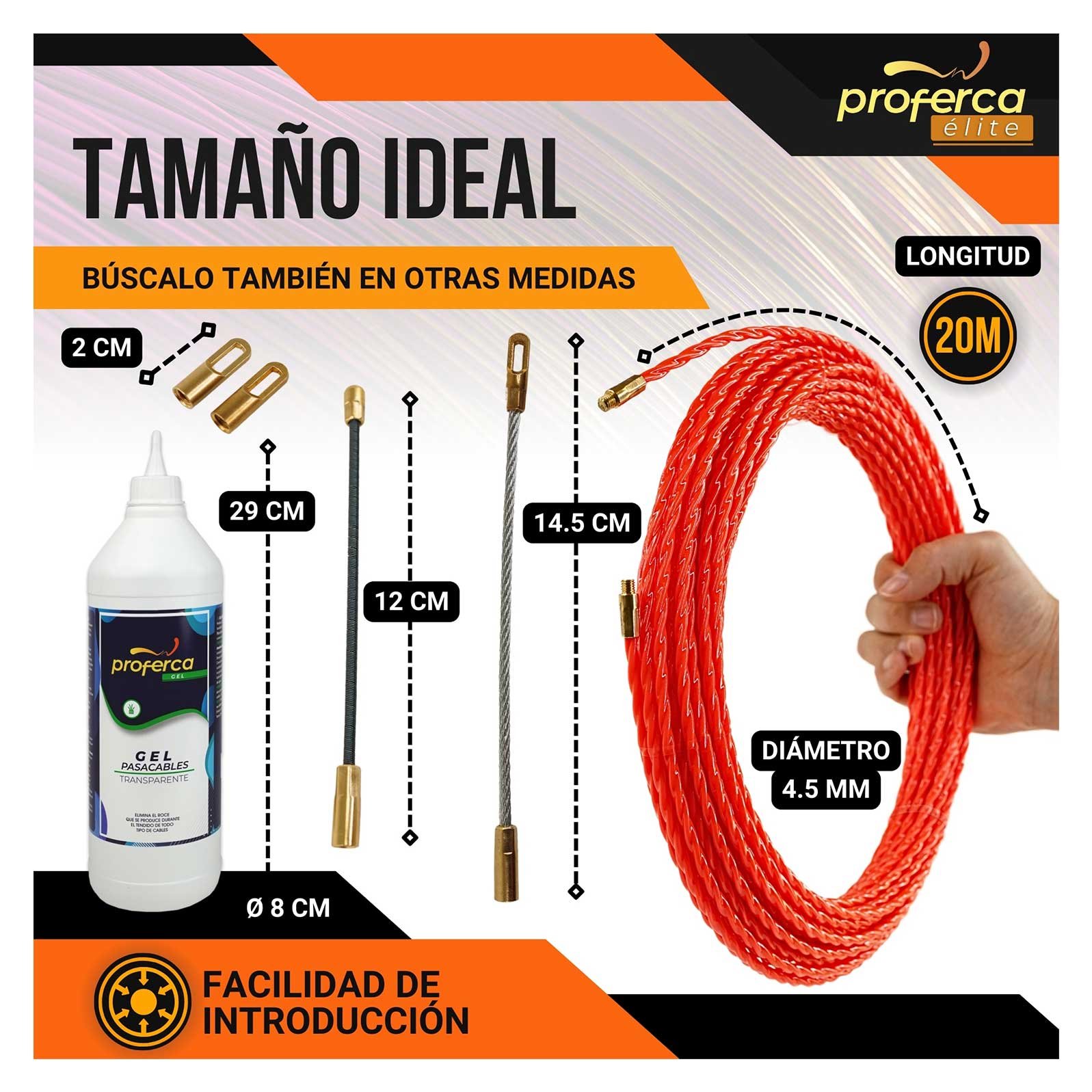 Kit Guía Pasacables de 4.5mm 20m y Gel Lubricante Proferca -Pack Ahorro- - Imagen 5