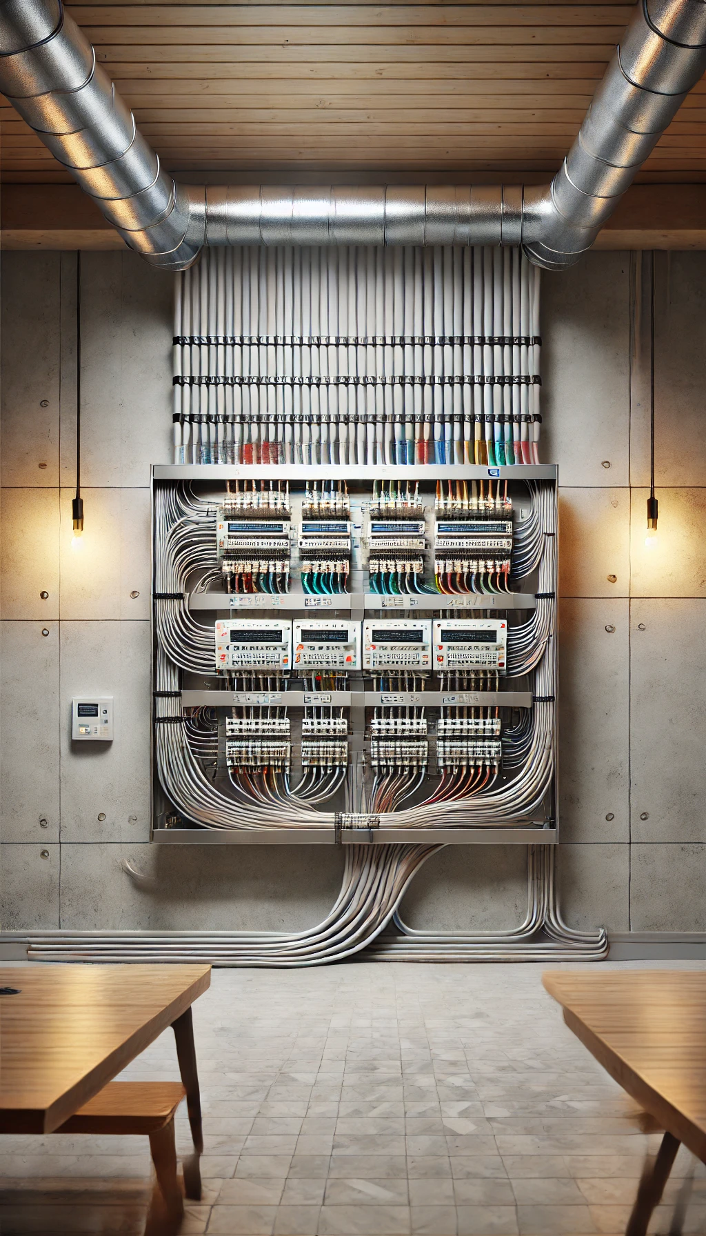 Instalación eléctrica y de cableado estructurado en un cuadro moderno