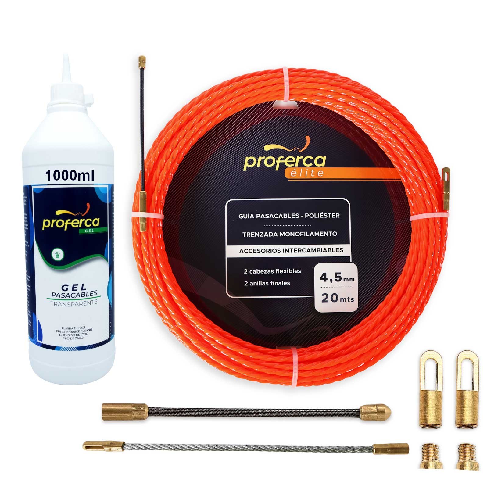 Kit Guía Pasacables de 4.5mm 20m y Gel Lubricante Proferca -Pack Ahorro-