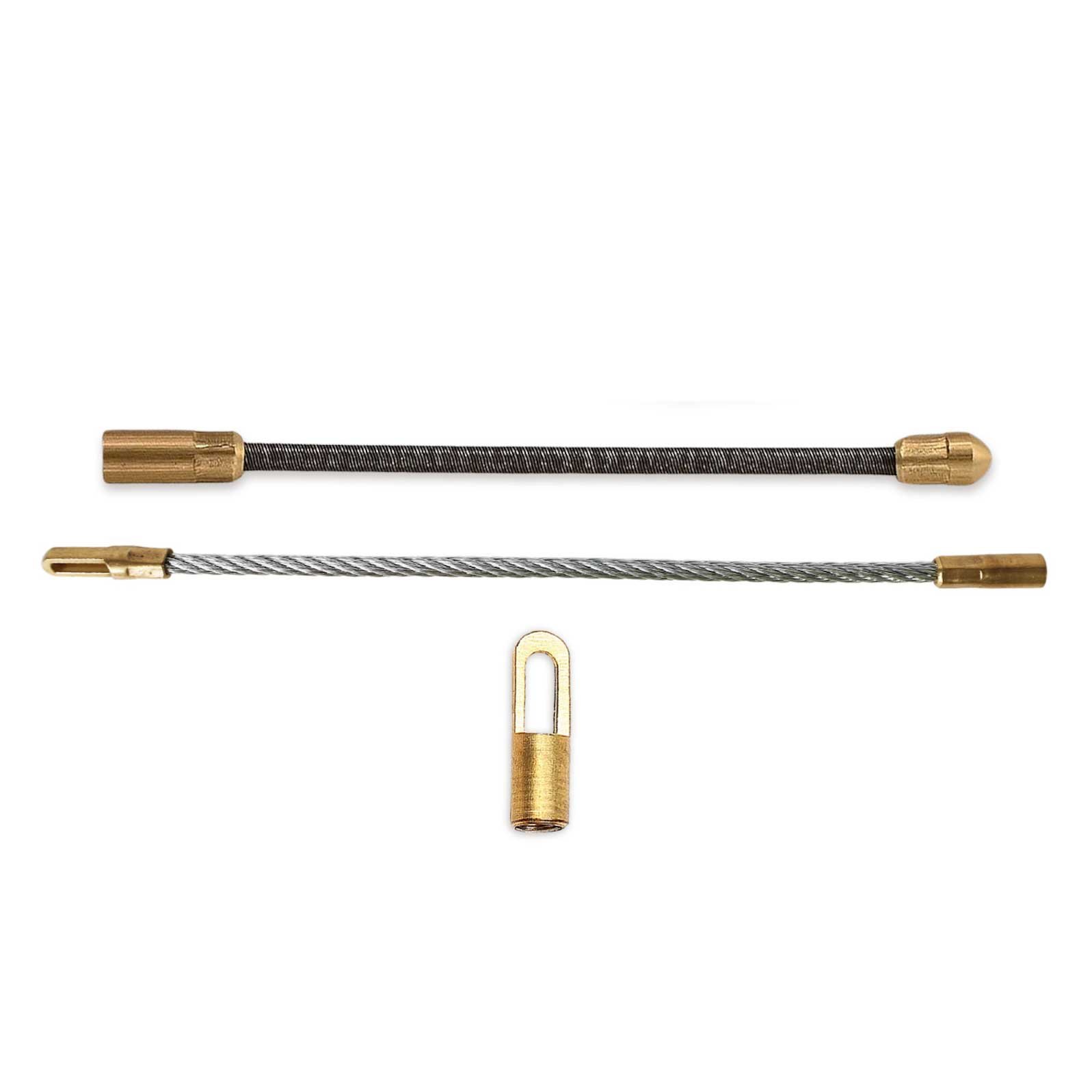 Kit de accesorios metálicos Proferca para guías pasacables, incluye cabezales, conectores y varillas de repuesto compatibles con modelos profesionales.