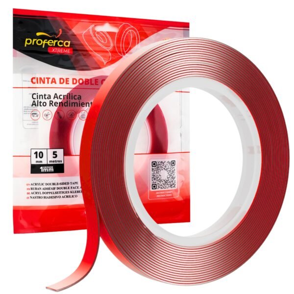 Cinta Doble Cara Acrílica Proferca 10mm x 5m Extra Fuerte