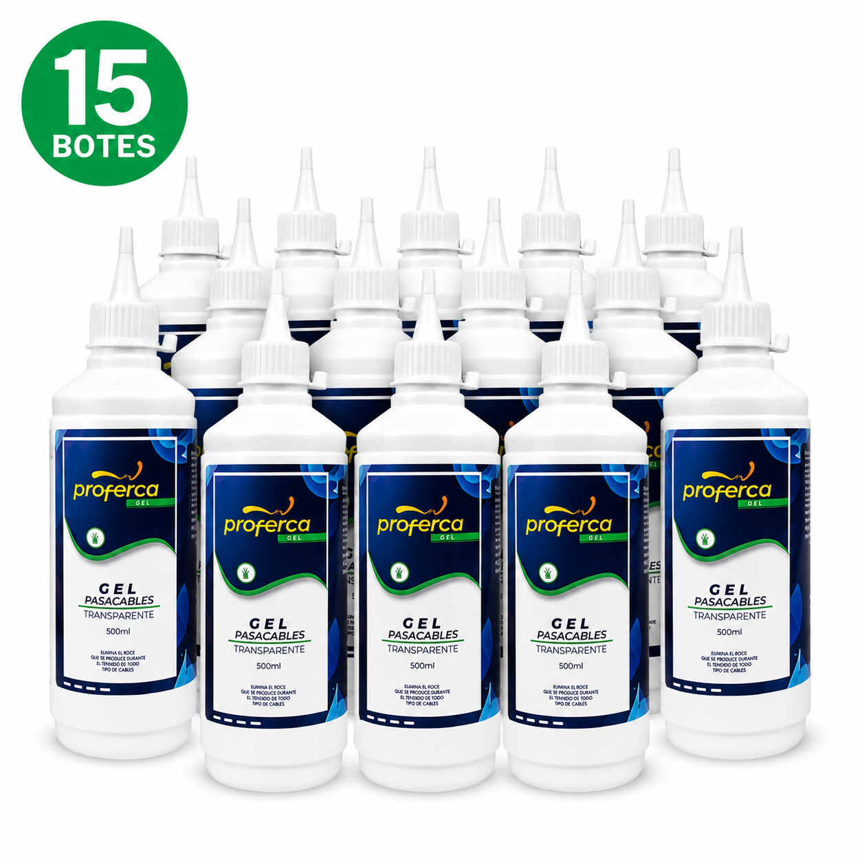 Gel Pasacables Transparente Proferca 7500ml | Incoloro, Inoloro, Biodegradable Pack Ahorro 15ud de 500ml