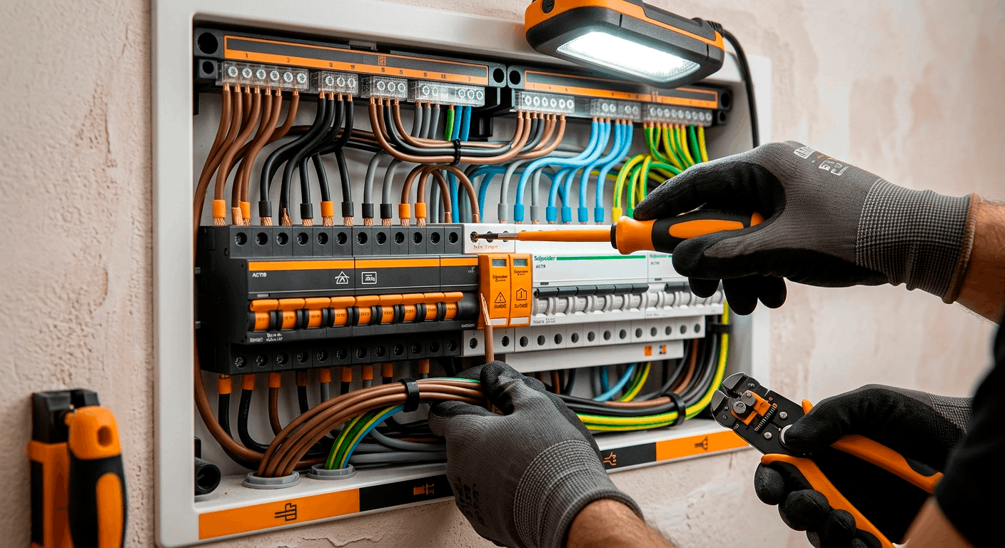 Cuadro eléctrico general de vivienda con interruptores magnetotérmicos y diferencial