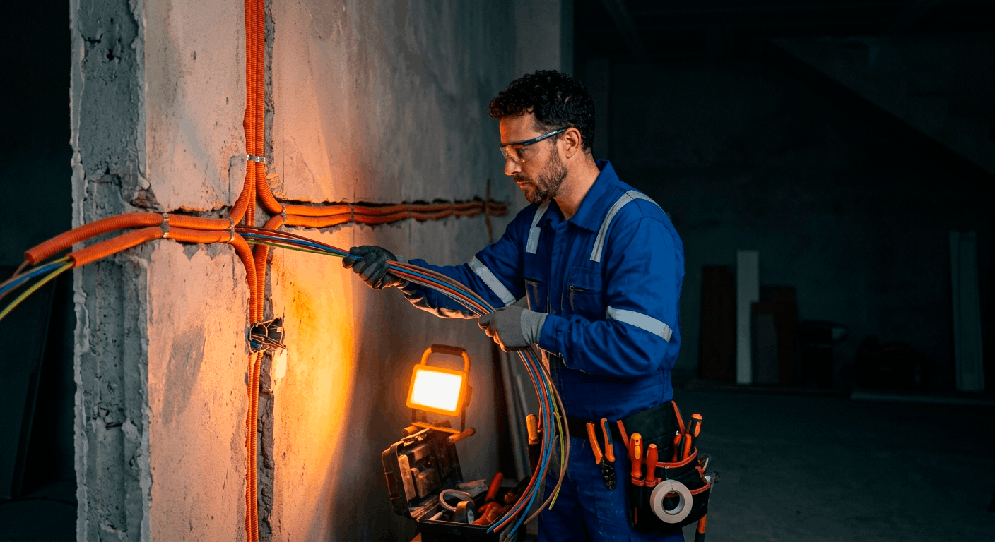 Cómo hacer la instalación eléctrica de una casa - tendido de cables en pared