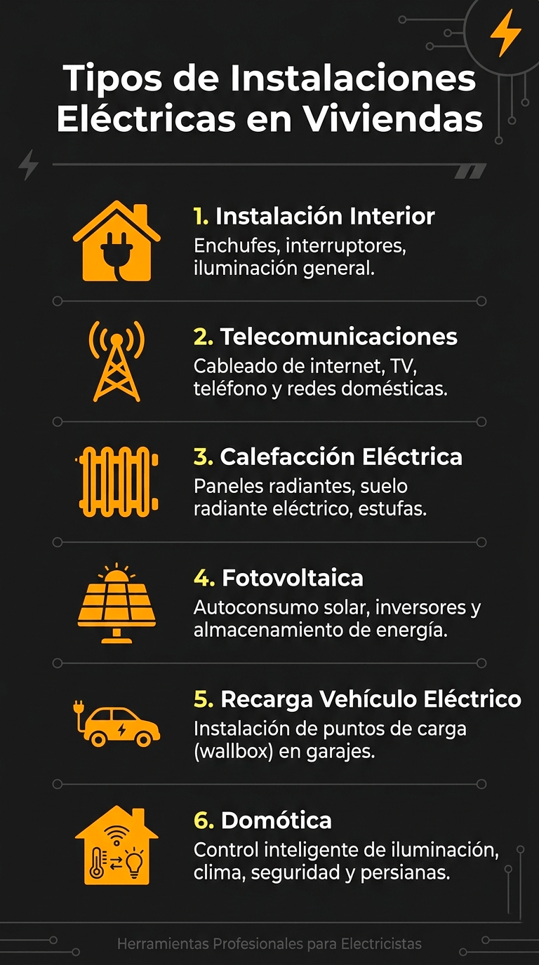 Infografía tipos de instalaciones eléctricas en viviendas
