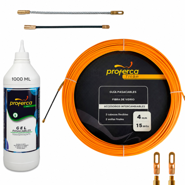Guía Pasacables Profesional Fibra de vidrio 4mm 15 Metros + Gel